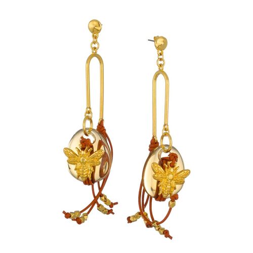 Bee gold dangle earrings