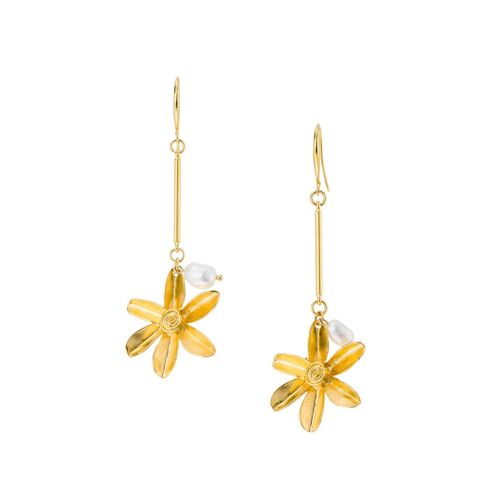 Pearl flower drop earrings