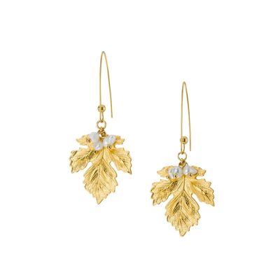 Gold leaf drop pendant earrings