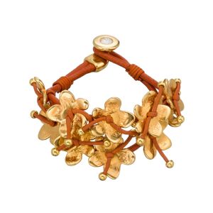 Bracelet manchette fleuri doré