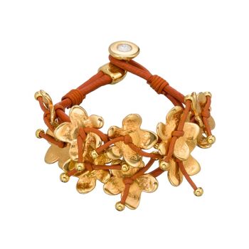 Bracelet manchette fleuri doré 1
