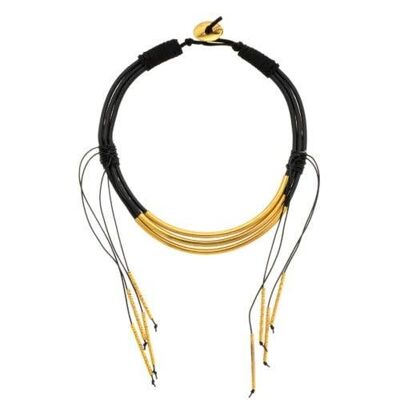 Collier cordon cuir doré