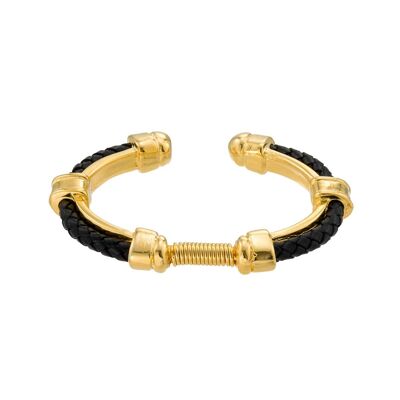 Bracelet jonc cuir doré