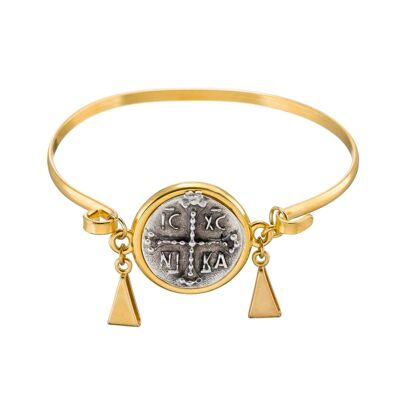 Bracelet jonc à breloque pièce byzantine
