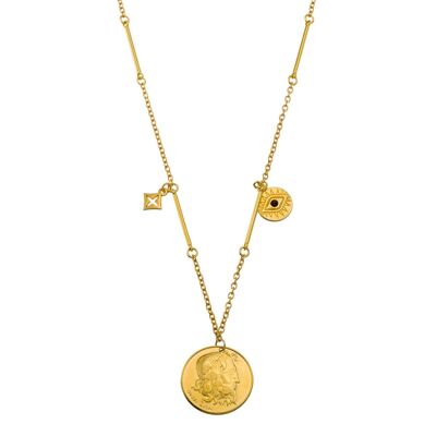 Greek coin medallion necklace