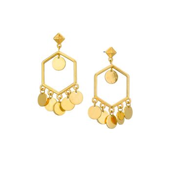 Boucles d'oreilles pendantes géométriques dorées 1