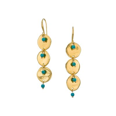 Boucles d'oreilles pendantes rondes turquoises