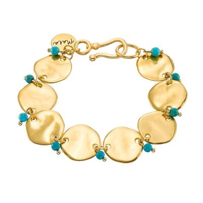 Pulsera de eslabones circulares de oro turquesa