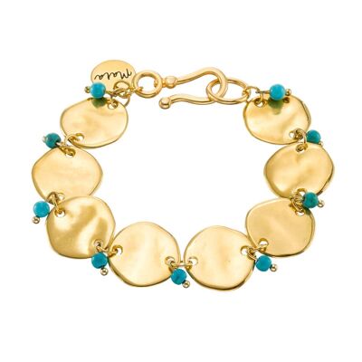 Turquoise gold circle link bracelet