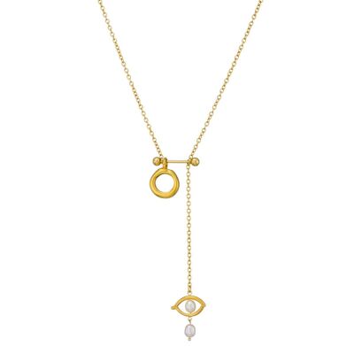 Collier chaîne en or avec pendentif perle d'eau douce