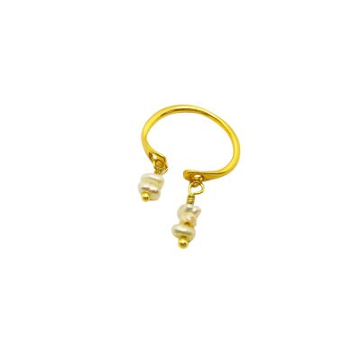 Chevalier-Ring aus Süßwasserperlen in Gold