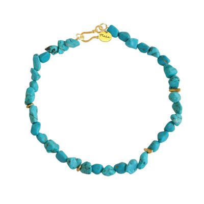 Natural turquoise and irregular Gold beaded necklace