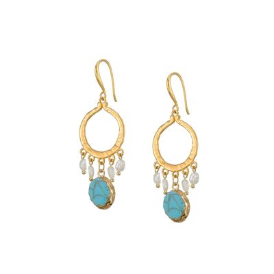 Natural turquoise drop pendant earrings