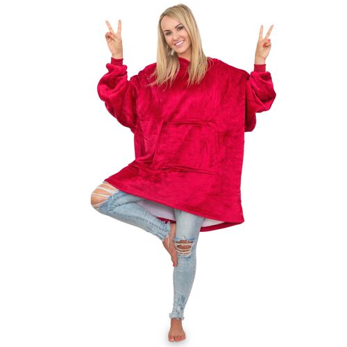 Smileify™ Fleece Deken - Hoodie Blanket - Rood