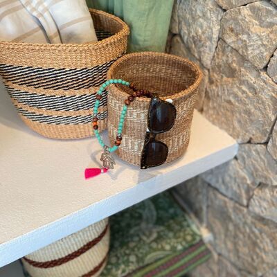 Handwoven sisal basket - traditional colours - size S
