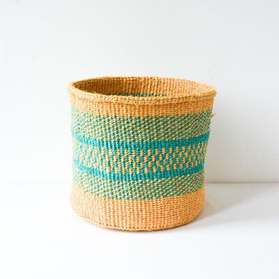 Handwoven sisal basket - multicolor - size M