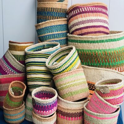 Handwoven sisal basket - multicolor - size L