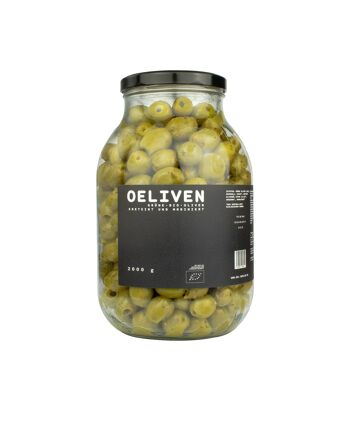 Olives vertes bio 2 000 g - marinées à l'ail et à l'origan 1