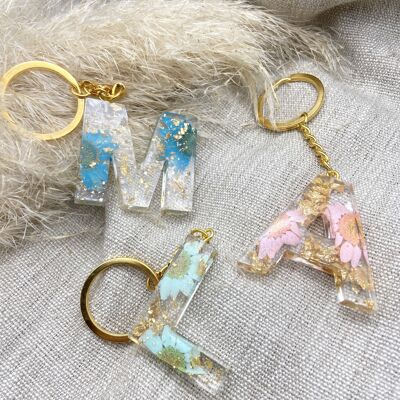 Resin and dried flower key rings
