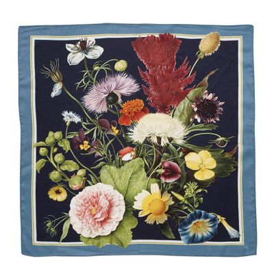 Pañuelo de seda - Flower Garden JL - Azul 50 cm