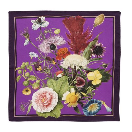 Silk scarf - Flower Garden JL - Purple 50 cm
