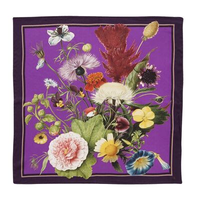 Foulard en soie - Flower Garden JL - Violet 50 cm