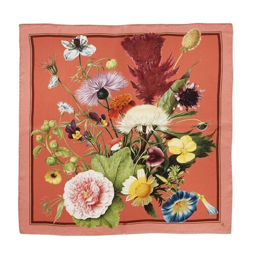 Silk scarf - Flower Garden JL - Coral 50 cm