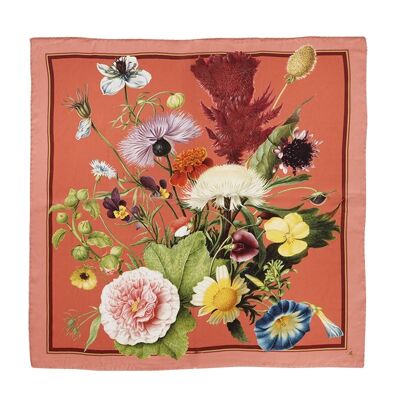 Foulard en soie - Flower Garden JL - Corail 50 cm