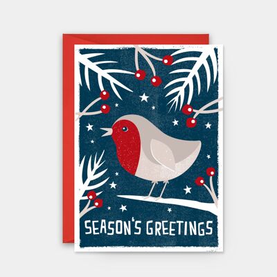 Cartolina di Natale - pettirosso