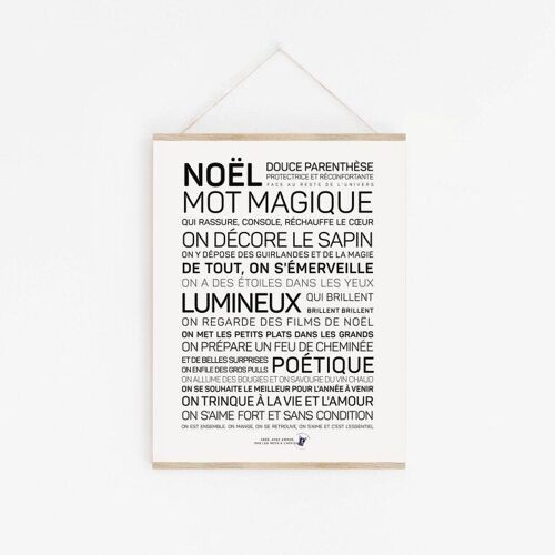 Affiche de voeux Noël, mot magique - A3