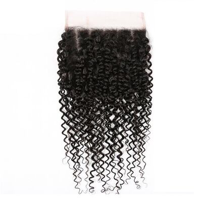 Prêt à expédier : Kinky Curly Closure (Dentelle Transparente) - 4 x 4 - 10" - Moyen