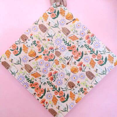 Bee Green Wrap - Large Bees & Flowers