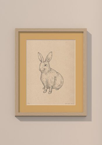 Lapin imprimé avec passe-partout et cadre | 40cmx50cm | noce 1