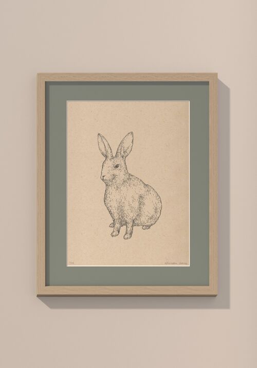 Print konijn met passe-partout en lijst | 40 cm x 50 cm | Salvia