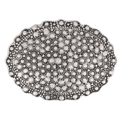 Belt buckle oval rivets silver