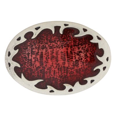 Belt buckle flame oval red