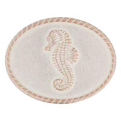 Belt buckle sea horse oval pink