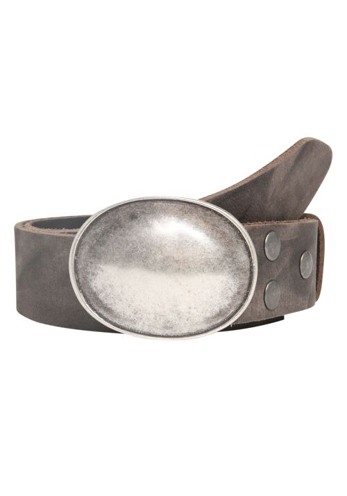 Wasserbüffel Antik Grey – Oval Gewölbt Silber