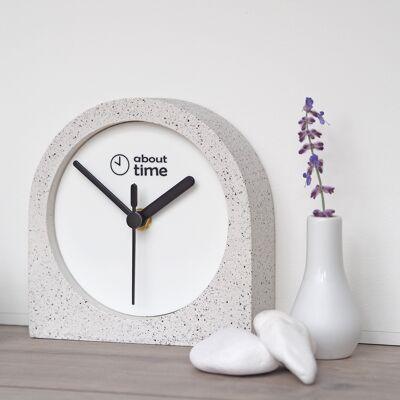 Jesmonite Carriage clock in Silver-grey Granite