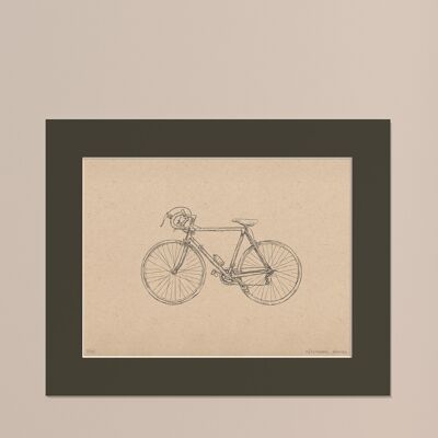 Print Road bike with passe-partout | 40cm x 50cm | Cavolo Nero