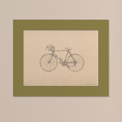 Stampa Bici da corsa con passe-partout | 40 cm x 50 cm | Olivo