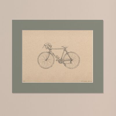 Stampa Bici da corsa con passe-partout | 40 cm x 50 cm | salvia