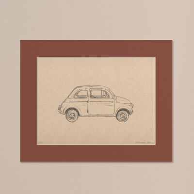 Stampa Fiat 500 con passe-partout | 40 cm x 50 cm | Casa Otellic