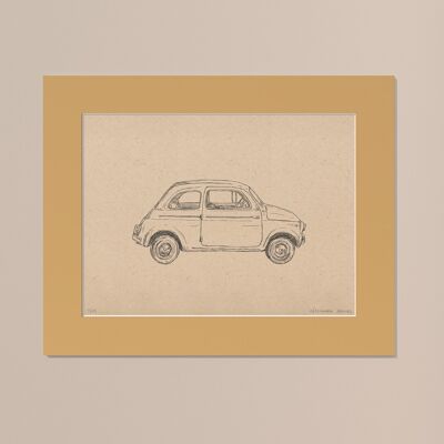 Print Fiat 500 with passe-partout | 40cm x 50cm | noce