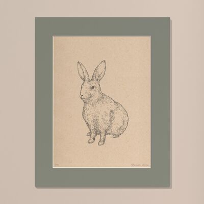 Print Rabbit with passe-partout | 40cm x 50cm | salvia