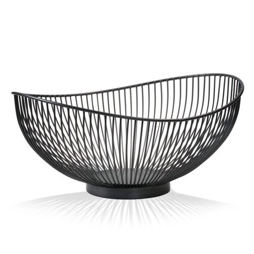 Moderne Obstschale // Metall // Stahlgrau - Schwarz // dekorativer Designer Obstkorb