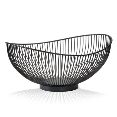 Modern fruit bowl // metal // steel gray - black // decorative designer fruit basket
