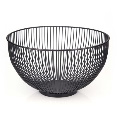 Modern fruit bowl // metal // round, black // decorative designer fruit basket 28 x 28 x 16 cm