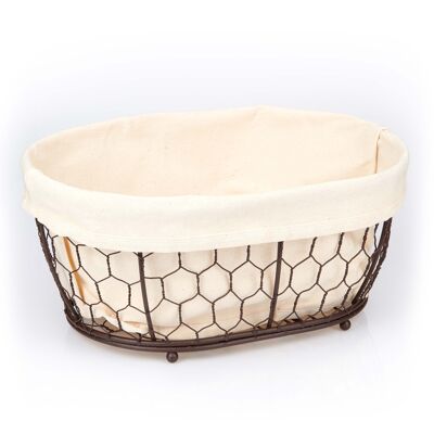 Modern bread basket // wire basket vintage design // metal wire / cotton // 28 x 19.5 x 11.5 cm