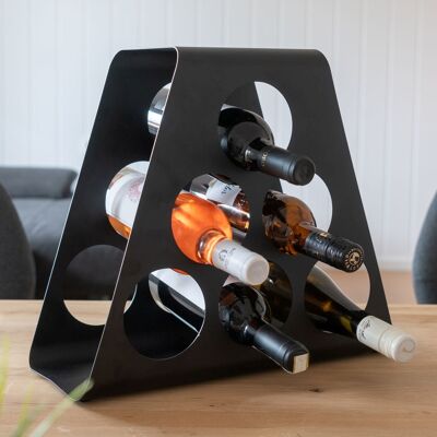 Botellero moderno // metal // negro // de pie // soporte para vinos de diseño